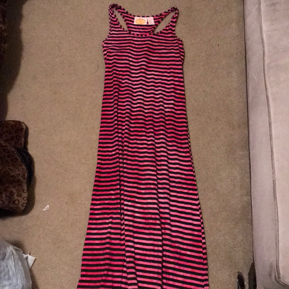Pink striped pink maxi dress
